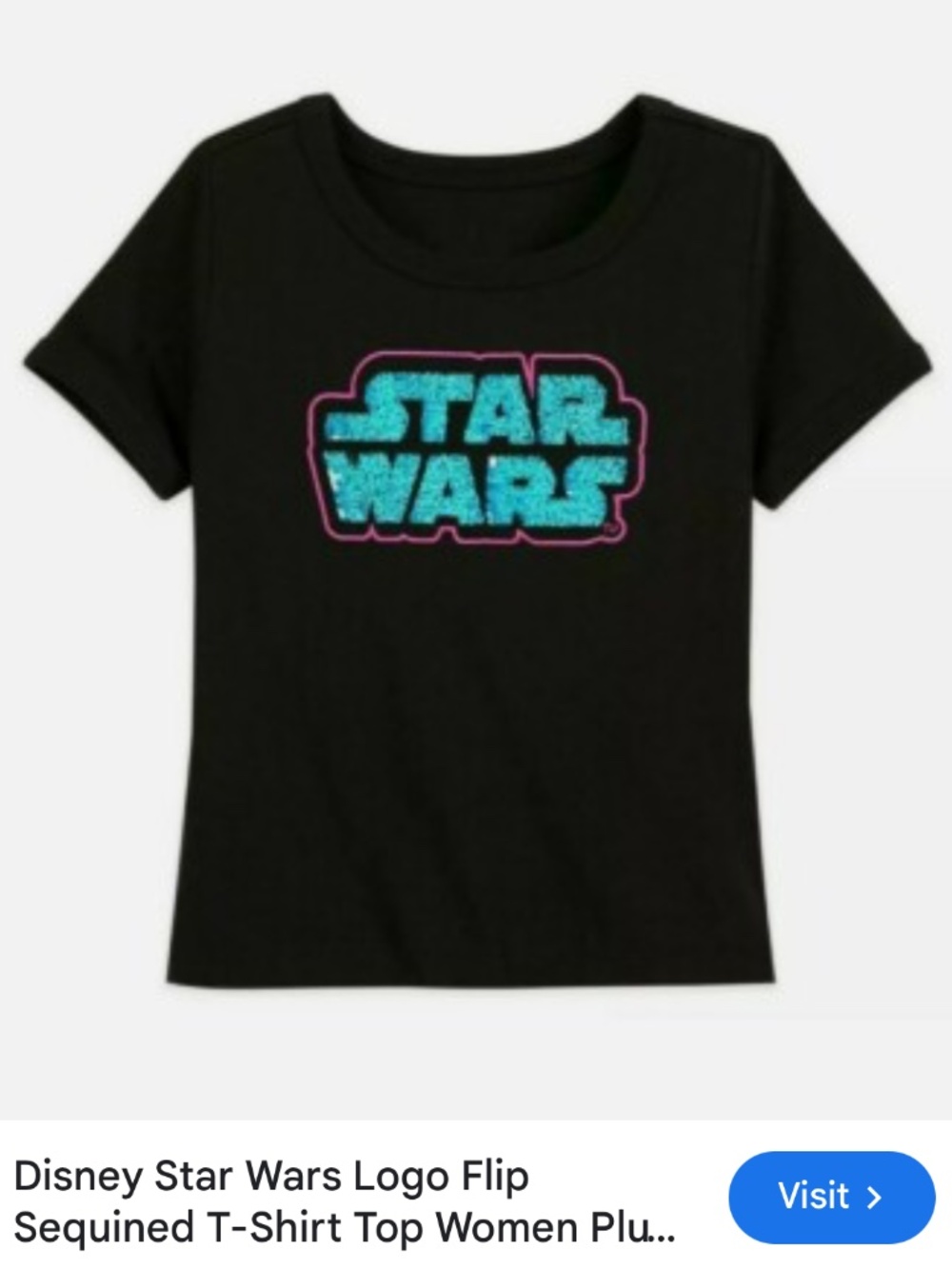 Disney Parks Star Wars Flip Sequin Logo T-Shirt - Women's Medium